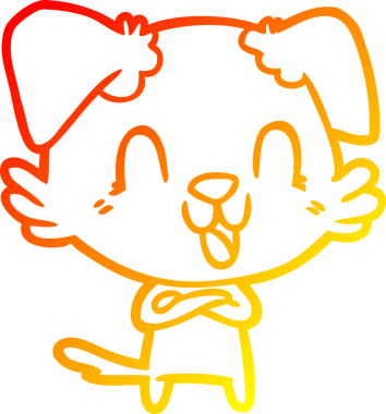 Bir insan tarafından çizilmiş gülen çizgi film köpeğinin sıcak çizgi çizgisi.