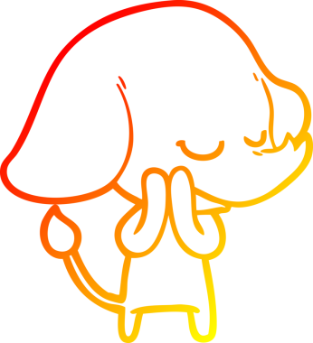 Bir insan tarafından çizilmiş gülümseyen bir filin sıcak çizgi çizimi