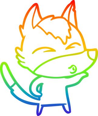 Gökkuşağı gradyan çizgi çizimi bir insan tarafından çizilmiş bir kurt çizgi