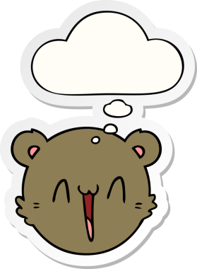 Düşünce baloncuğu gibi bir insan tarafından çizilmiş şirin oyuncak ayı yüzü.