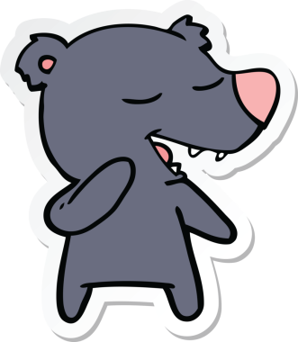 Bir insan tarafından çizilmiş çizgi film ayısının çıkartması.