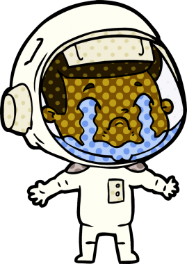 Bir insan tarafından çizilmiş ağlayan astronot çizgi filmi.