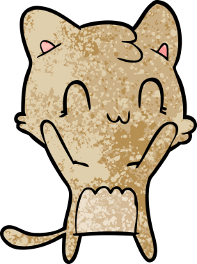 Bir insan tarafından çizilmiş mutlu bir kedi.