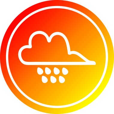 Bir insan tarafından çizilmiş sıcak eğimli yağmur bulutu dairesel simgesi
