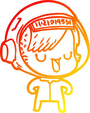 Bir insan tarafından çizilmiş bir astronot kadın çizgi çizimi.