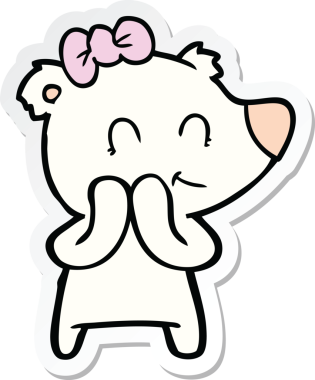 Bir insan tarafından çizilmiş utangaç bir dişi kutup ayısının çıkartması.