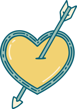 Bir insan tarafından çizilmiş ok ve kalbin ikonik dövme şekli