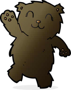 Bir insan tarafından çizilmiş siyah ayı sallayan çizgi film.