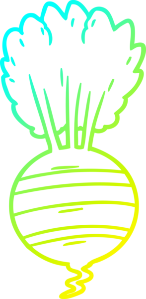 Bir insan tarafından çizilmiş karikatür kökü bitkisinin soğuk gradyan çizimi