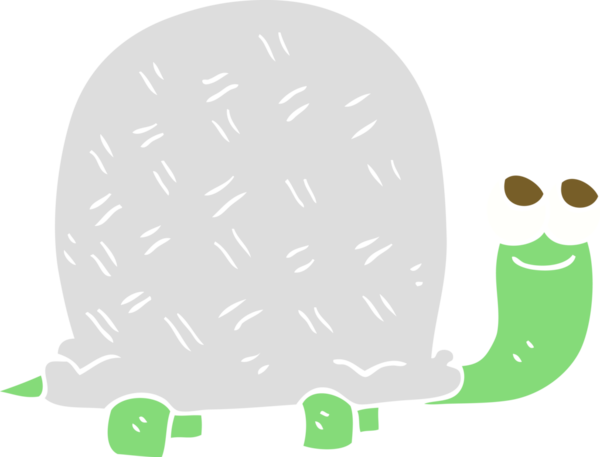 Bir insan tarafından çizilmiş düz renkli kaplumbağa çizimi