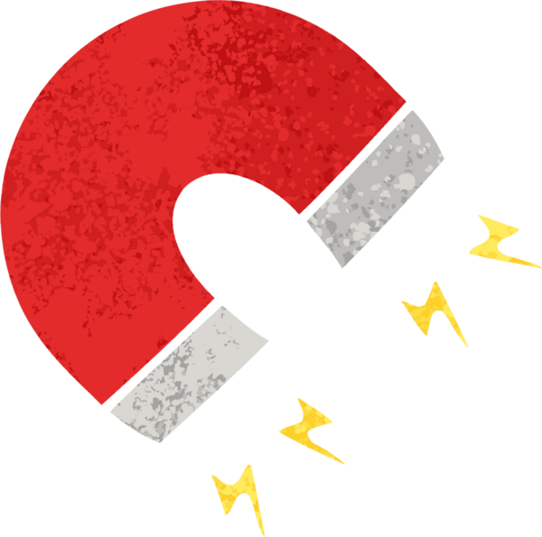 Bir insan tarafından çizilmiş mıknatısın retro illüstrasyon tarzı karikatürü