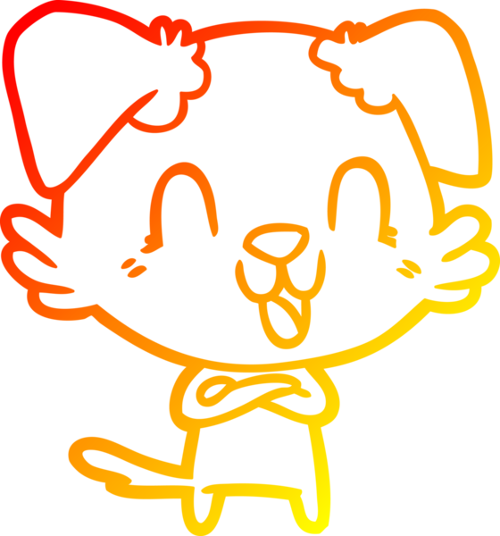 Bir insan tarafından çizilmiş gülen çizgi film köpeğinin sıcak çizgi çizgisi.