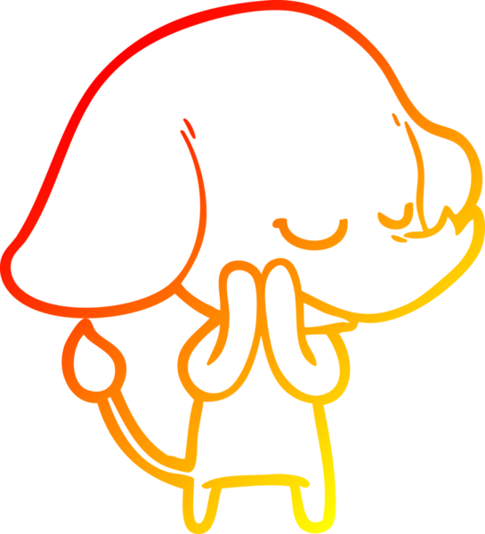 Bir insan tarafından çizilmiş gülümseyen bir filin sıcak çizgi çizimi