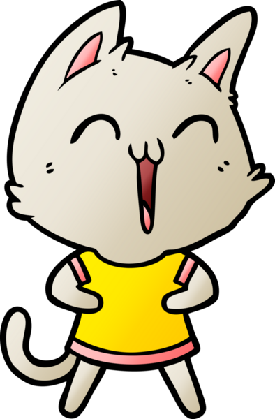 Bir insan tarafından çizilmiş mutlu çizgi film kedisi.