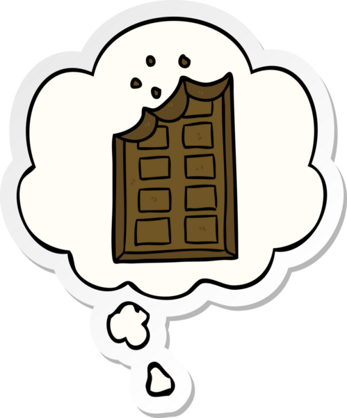 Düşünce baloncuğu insan tarafından çizilmiş bir çıkartma olan çikolatalı çizgi film.