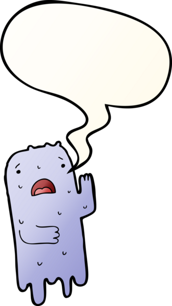 bir insan tarafından çizilmiş yumuşak eğimli konuşma baloncuklu çizgi film hayaleti