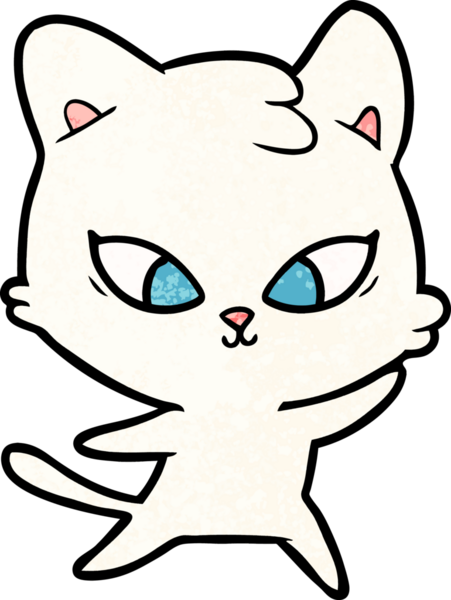 Bir insan tarafından çizilmiş sevimli çizgi film kedisi.