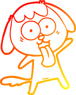 Bir insan tarafından çizilmiş sevimli bir köpeğin sıcak çizgi çizgisi.