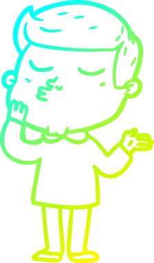 Çizgi film mankeni bir adamın insan tarafından çizilmiş soğuk gradyan çizimi.