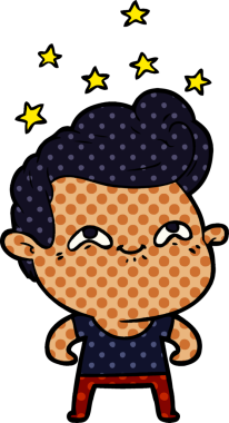 Bir insan tarafından çizilmiş heyecanlı bir çizgi film.