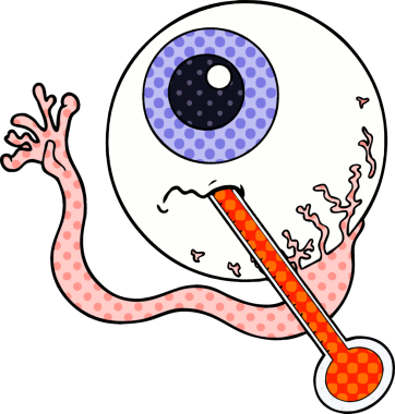 Bir insan tarafından çizilmiş hasta bir göz.