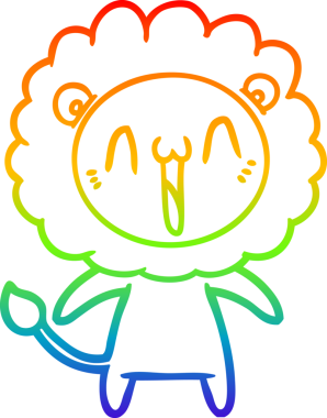 gökkuşağı gradyanı çizimi bir insan tarafından çizilmiş mutlu bir karikatür aslanı