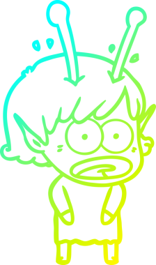 Bir çizgi film karakteri, bir insan tarafından çizilmiş soğuk gradyan çizimi.