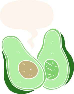 bir insan tarafından çizilmiş eski usul konuşma baloncuklu avokado.