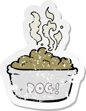 İnsan tarafından çizilmiş bir köpek mamasının gerilimli retro yapıştırması.