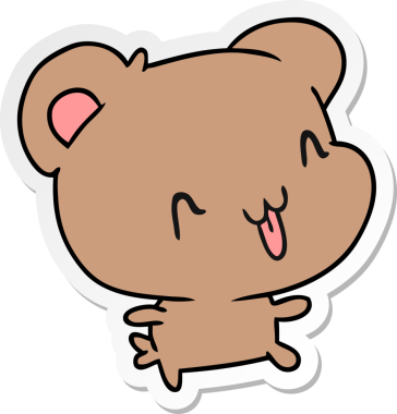 Etiket çizimi, bir insan tarafından çizilmiş kawaii sevimli mutlu ayı.