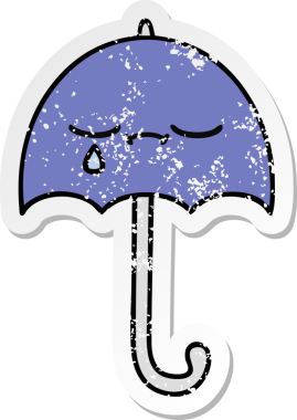 Bir insan tarafından çizilmiş şirin bir şemsiyenin sıkıntılı çıkartması.