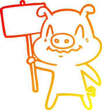 Bir insan tarafından çizilmiş gergin bir domuz çizgi çizimi.