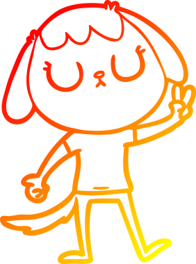 Bir insan tarafından çizilmiş sevimli bir köpeğin sıcak çizgi çizgisi.