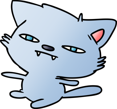 Bir insan tarafından çizilmiş sevimli kawaii kedisinin serbest çizim çizimi