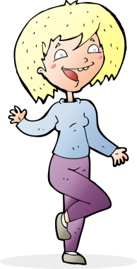 Bir insan tarafından çizilmiş gülen kadın çizgi filmi.