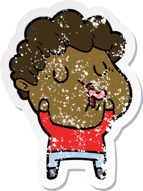 Bir insan tarafından çizilmiş karikatür adamın sıkıntılı çıkartması.