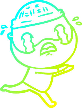 Bir insan tarafından çizilmiş ağlayan sakallı bir adamın çizdiği soğuk çizgi.