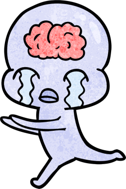 Bir insan tarafından çizilmiş koca beyinli bir uzaylı ağlaması.