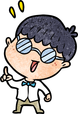 Bir insan tarafından çizilmiş bir fikri olan zeki çocuk.