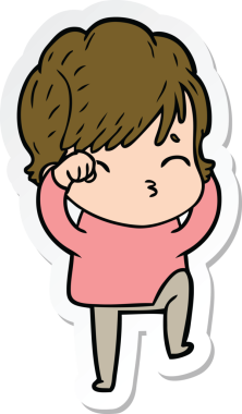 Bir insan tarafından çizilmiş bir karikatür kadının çıkartması.