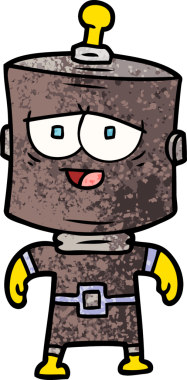 Bir insan tarafından çizilmiş çizgi film robotu