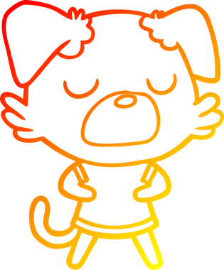 Bir insan tarafından çizilmiş çizgi film köpeğinin sıcak çizgi çizimi