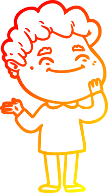 Bir insan tarafından çizilmiş, karikatür dostu bir adamın sıcak çizgi çizimi