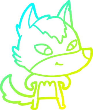 Bir insan tarafından çizilmiş dost canlısı bir kurt çizgi çizimi.