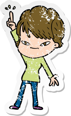 Bir insan tarafından çizilmiş mutlu bir karikatür çıkartması.