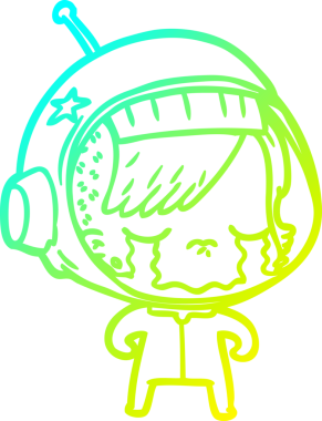 Bir insan tarafından çizilmiş ağlayan astronot bir kızın soğuk gradyan çizimi