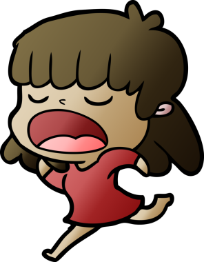 Çizgi filmdeki kadın bir insan tarafından yüksek sesle çizilmiş.