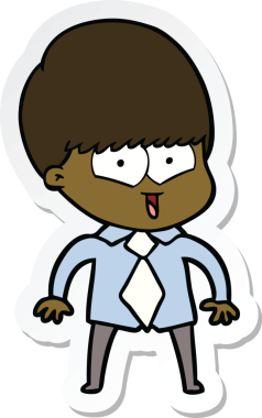 Bir insan tarafından çizilmiş mutlu bir çocuğun çıkartması.