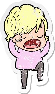 Bir insan tarafından çizilmiş karikatür kadının sıkıntılı çıkartması.