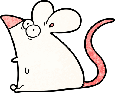 Bir insan tarafından çizilmiş korkmuş fare çizgi filmi.